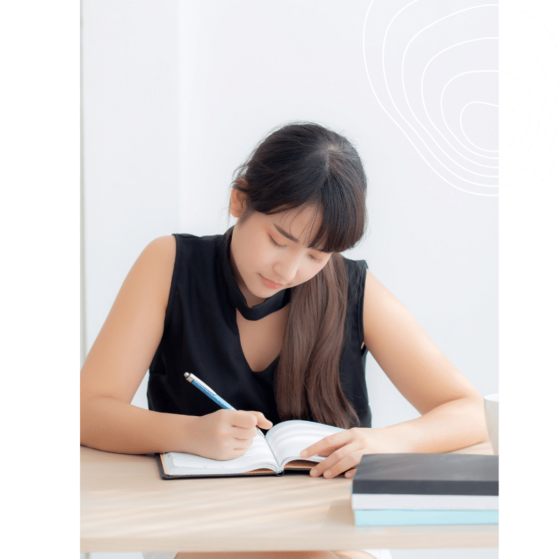 female doing content marketing