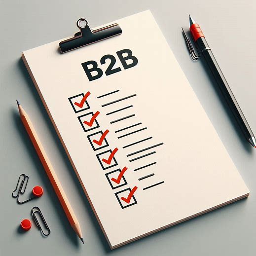 very minimalistic, single checklist paper with the word “B2B” on top, with red ticks over a few checkboxes