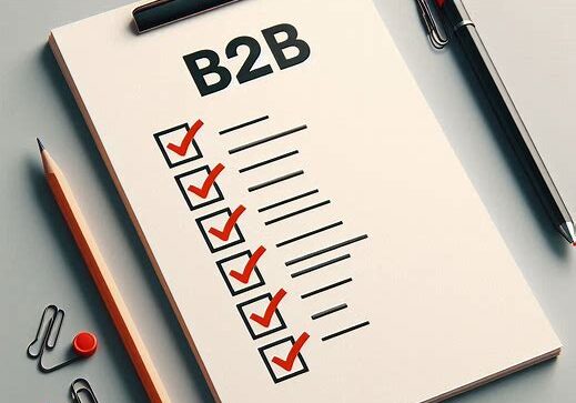 very minimalistic, single checklist paper with the word “B2B” on top, with red ticks over a few checkboxes