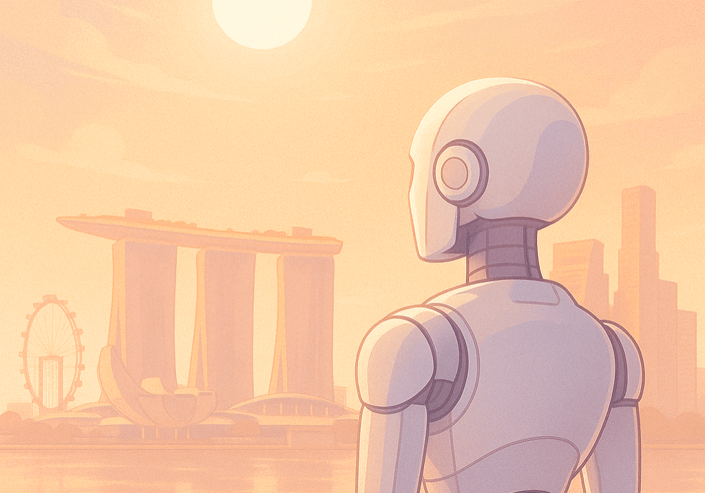 Futuristic artwork of SEO vision 2025 with AI neural network and data stream in teal and orange on a light gray wave background.