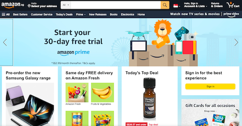 Amazon homepage website