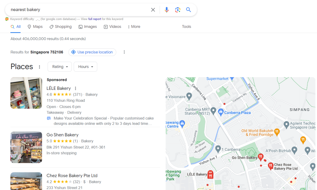 nearest bakery local seo