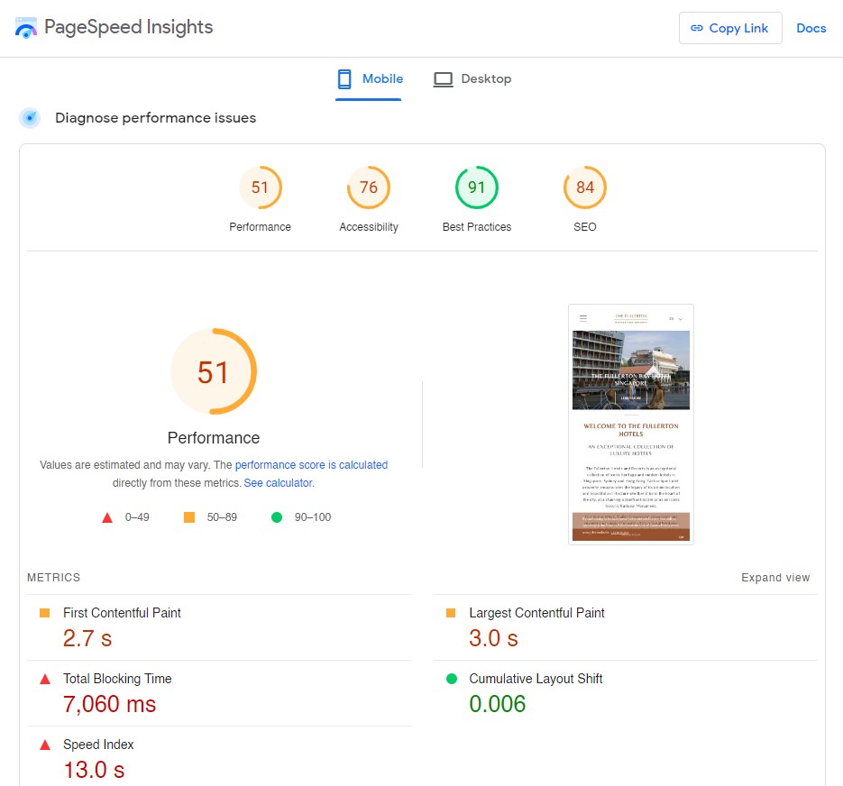 page speed insights