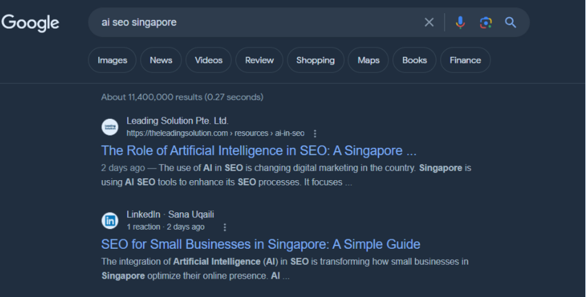 ai SEO singapore