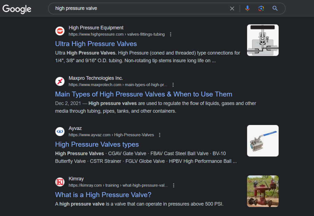 high pressure valve