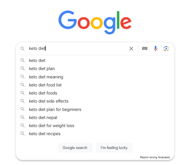 keto diet suggested search