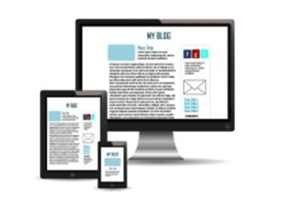 Responsive blog design displayed on desktop, tablet, and mobile devices, emphasizing mobile-friendly and multi-device compatibility