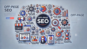 This vibrant infographic, 'Off-Page SEO,' centres around off-page SEO tactics, including backlink building, social media marketing, and influencer strategies.