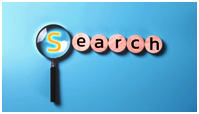 A magnifying glass is placed on a blue background, keyword search ideas to find references, Searching and browsing the Internet, Search engine optimization, SEO, access to information on the internet