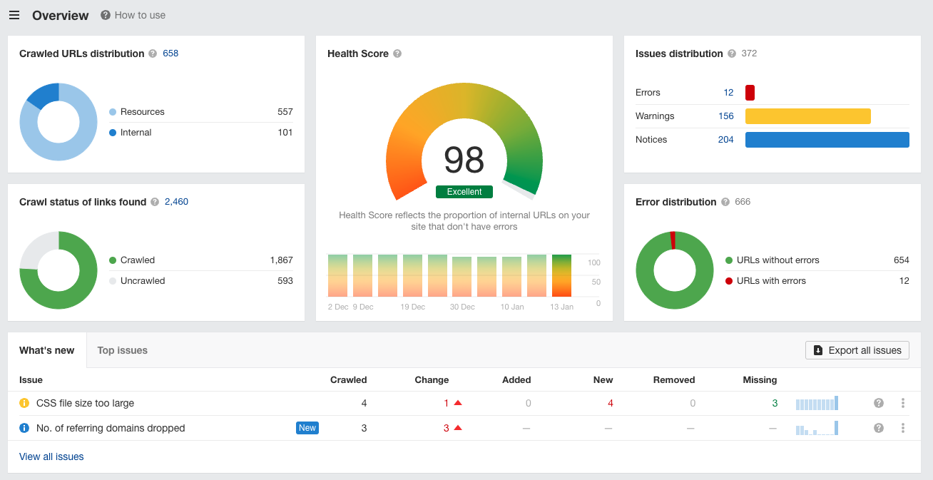 SEO site audit - overview