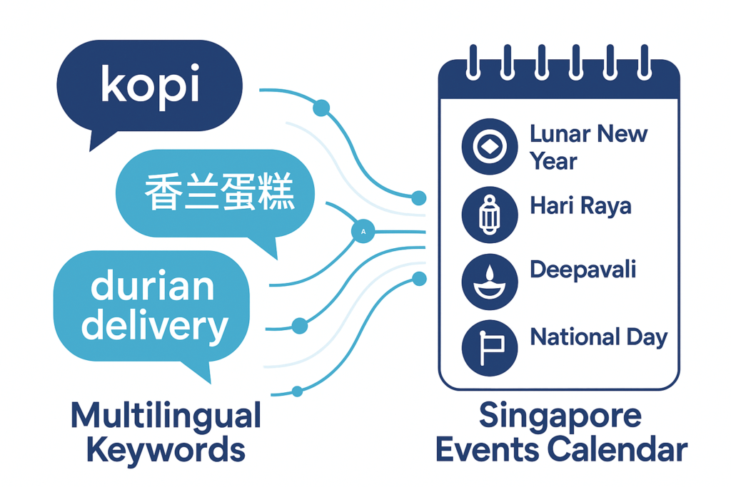 An AI notepad with different keyword prompts typical for Singapore