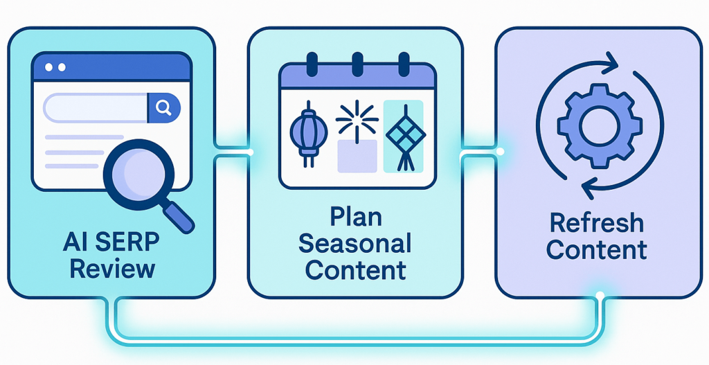 An infographic image showing the workflow of AI search optimisation