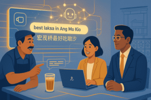 A visual showing case studies on AEO - people discussing ideas in an office