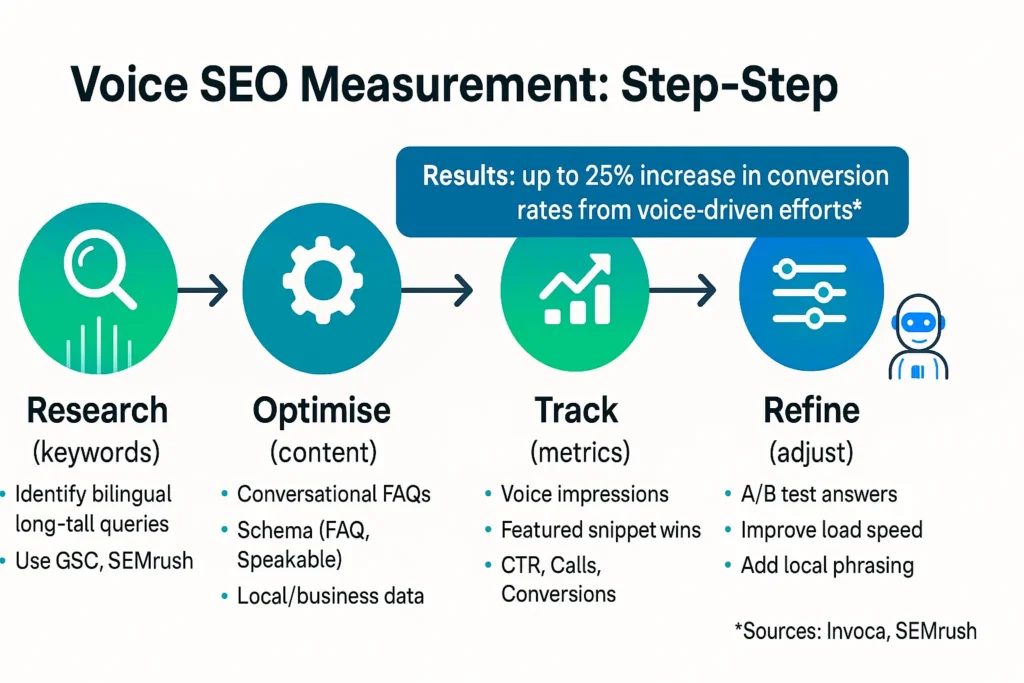 A step-by-step guide showing how to measure SEO voice metrics