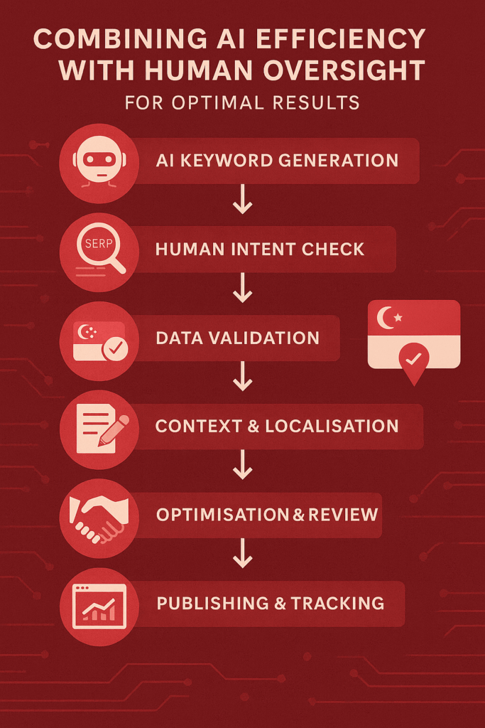 An infographics image showing AI with human oversight flow