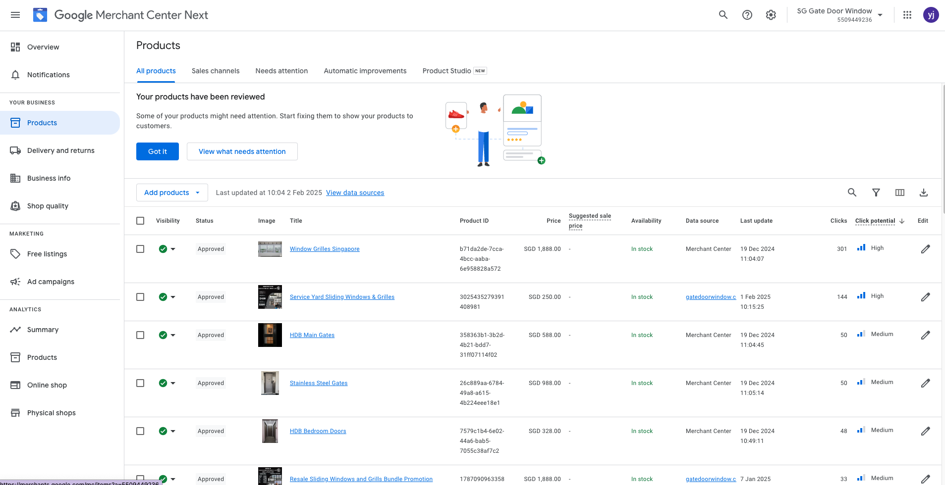 Google-Merchant-Center-Backend-Product-Dashboard