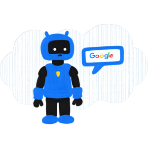 Robot saying Google