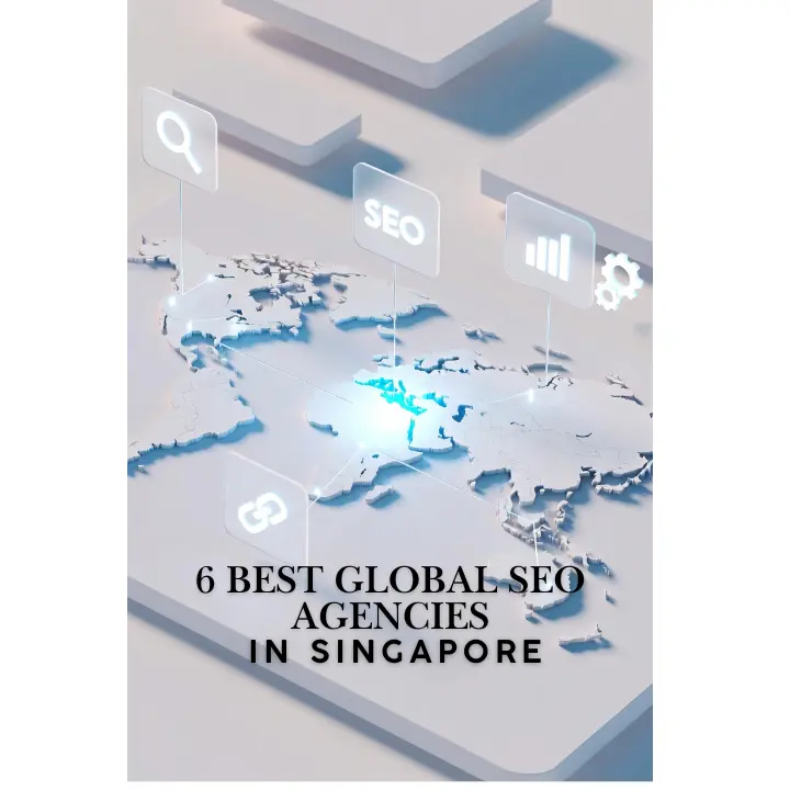 3D illustration showing Singapore as a glowing global SEO hub connected to worldwide markets with SEO icons