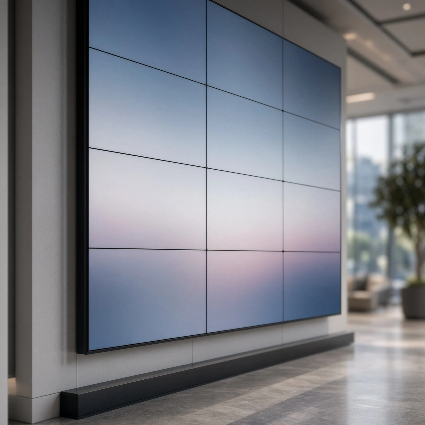 LED video wall in a Singapore lobby — challenge image for a digital signage SEO case study