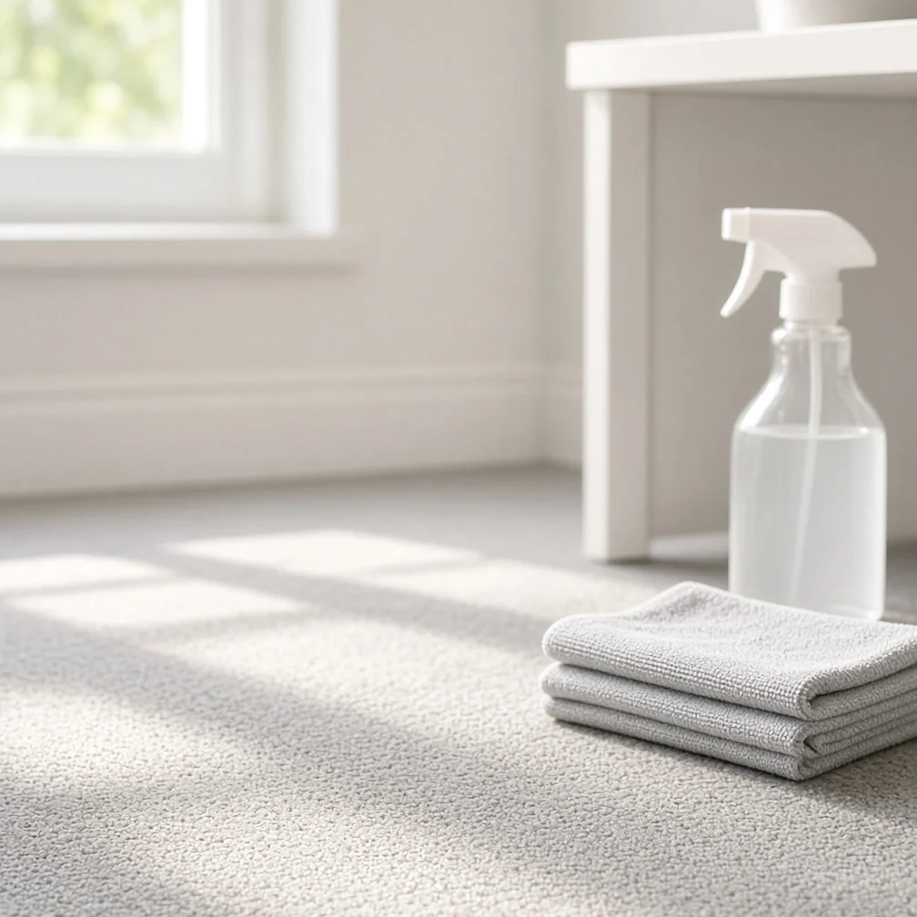 Clean office floor in morning light with a microfibre cloth, the FAQ image for a Singapore cleaning SEO case study